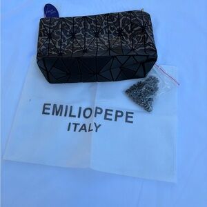 Emilio Pepe Geometric Black and Brown Clutch crossbody NWT